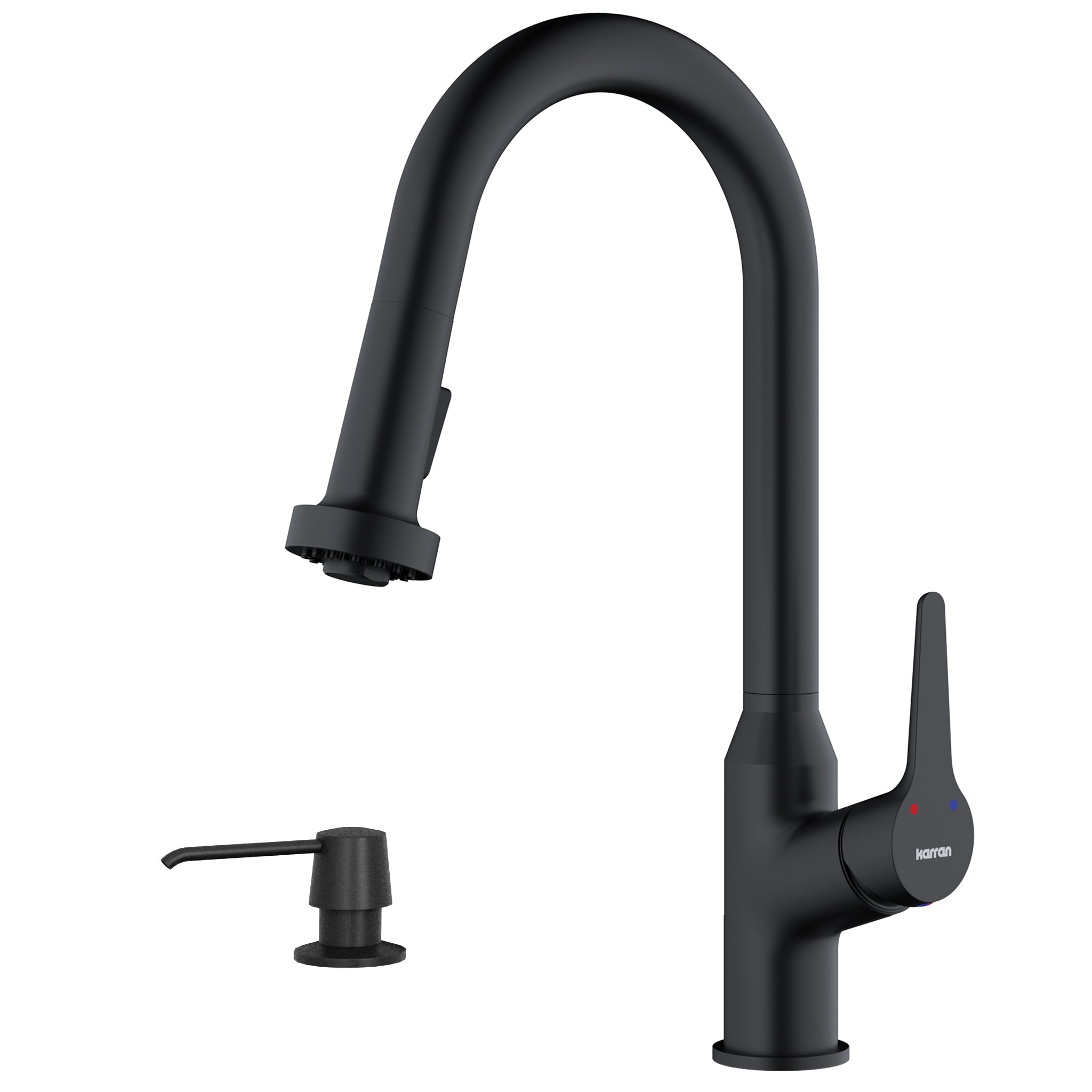 Karran Dockton 1.8 GPM Single Lever Handle Lead-free Brass ADA Kitchen Faucet, Pull-Down Kitchen, Matte Black, KKF250SD25MB