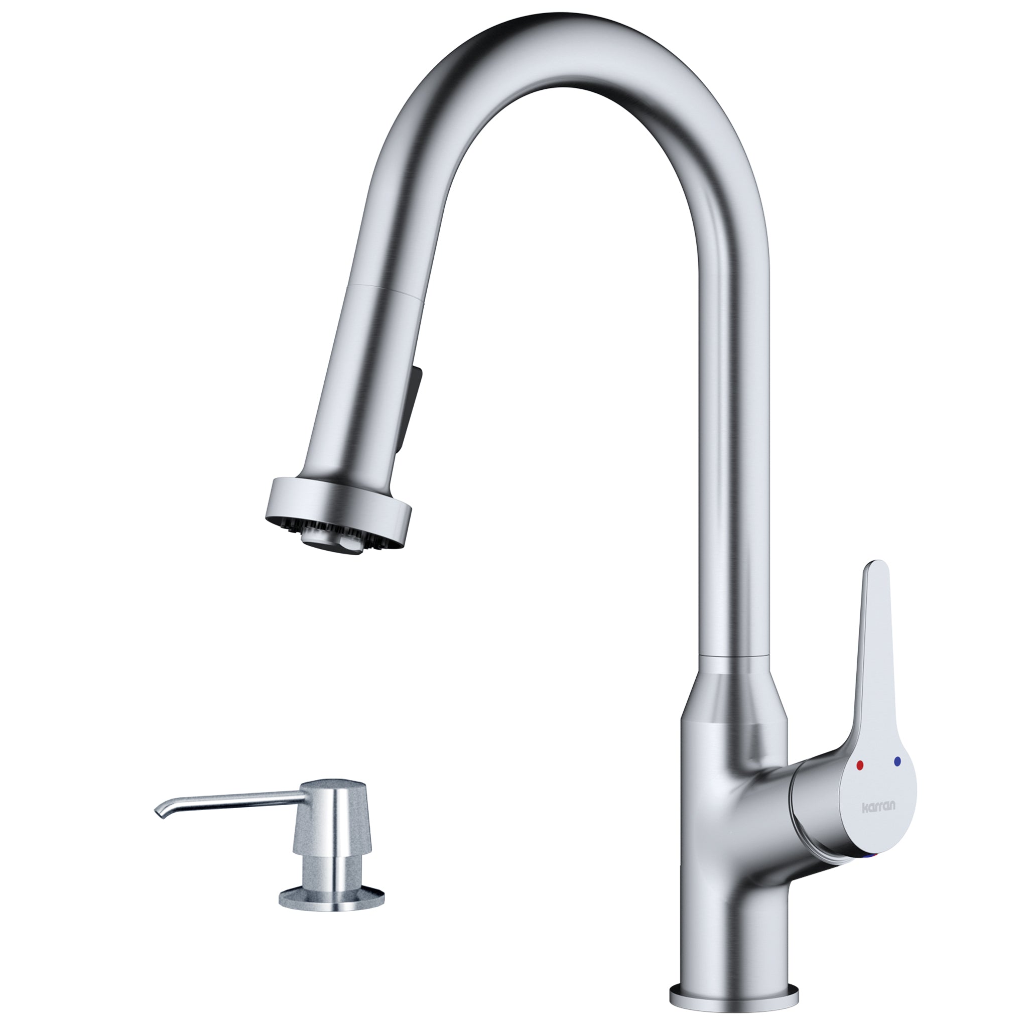 Karran Dockton 1.8 GPM Single Lever Handle Lead-free Brass ADA Kitchen Faucet, Pull-Down Kitchen, Stainless Steel, KKF250SD25SS