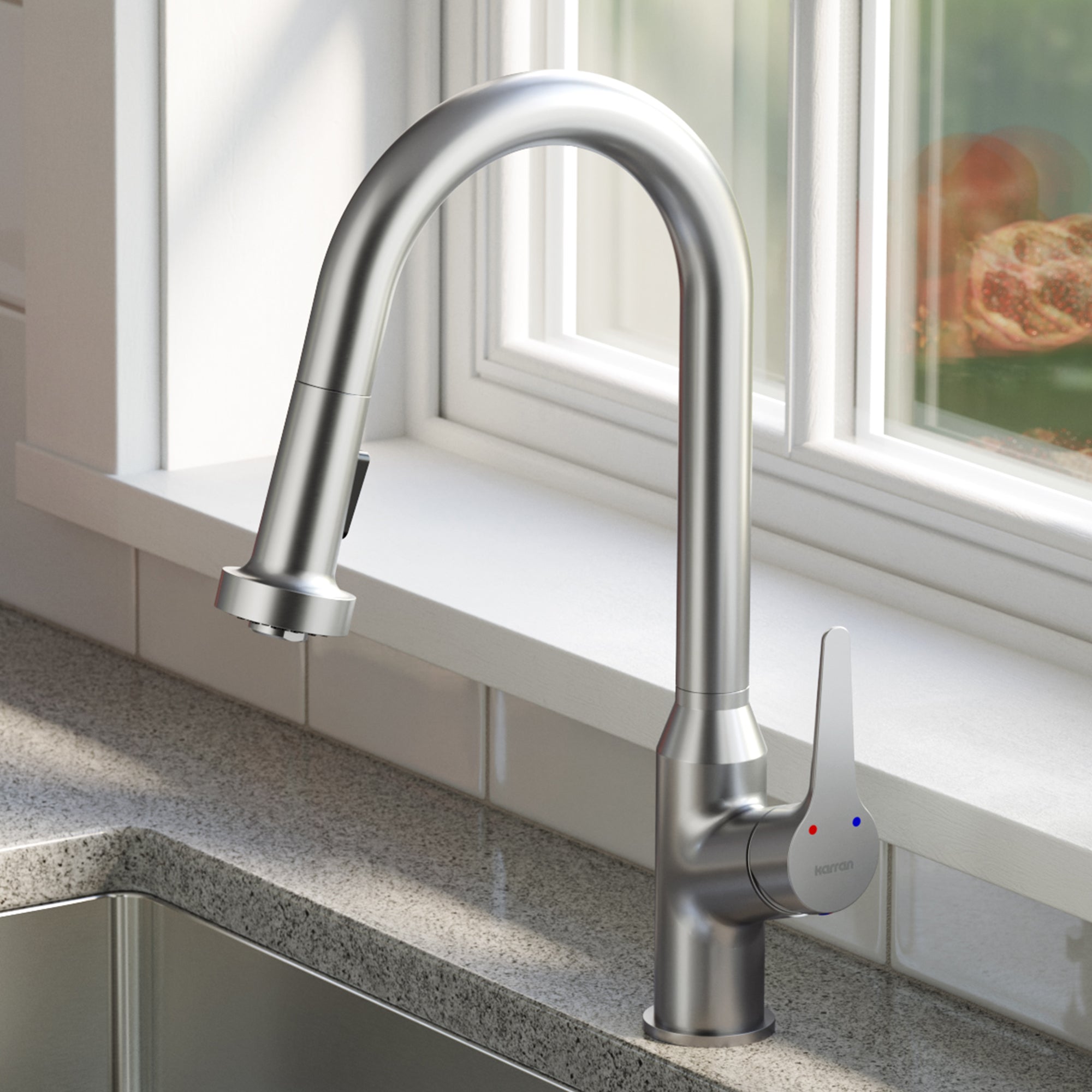 Karran Dockton 1.8 GPM Single Lever Handle Lead-free Brass ADA Kitchen Faucet, Pull-Down Kitchen, Stainless Steel, KKF250SD25SS