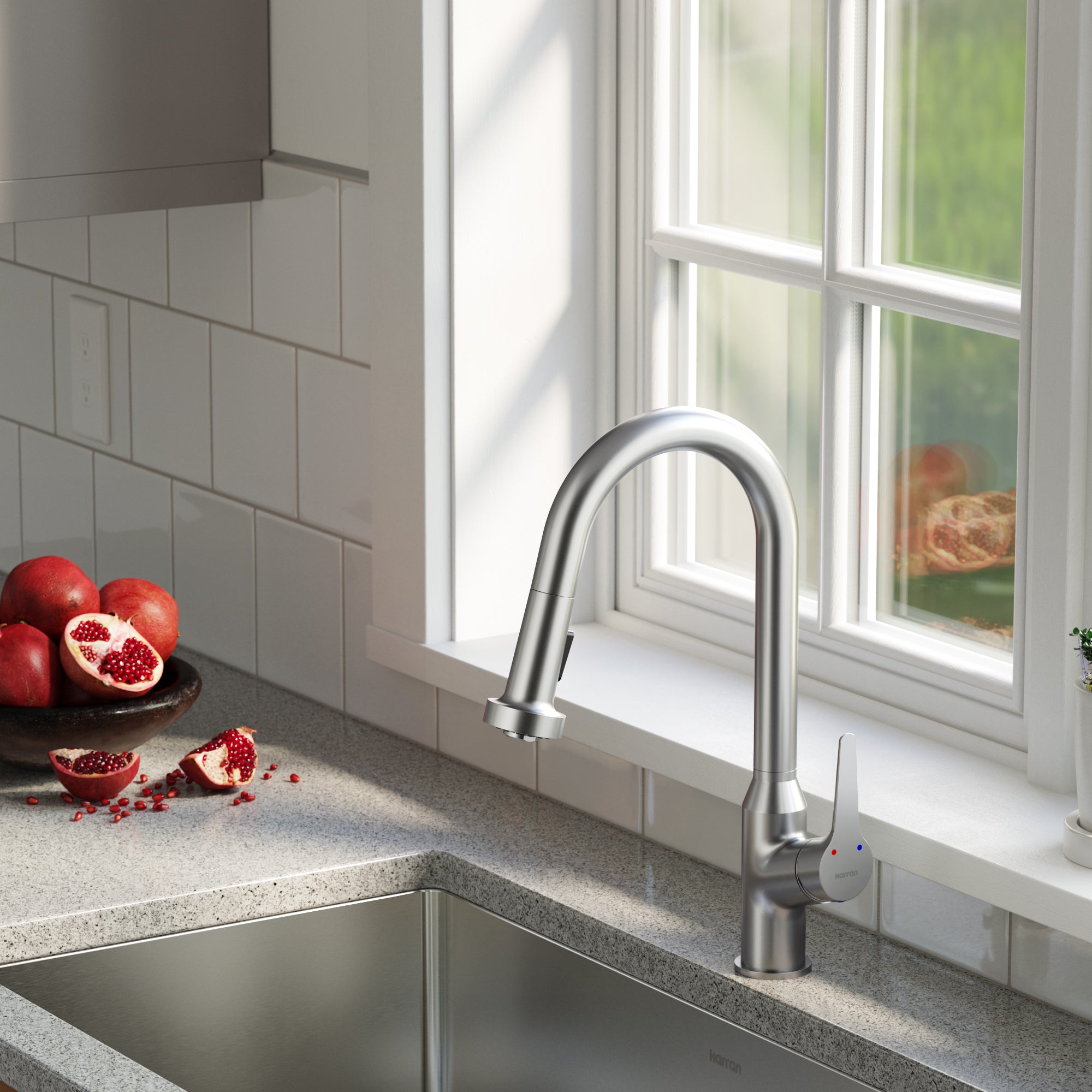Karran Dockton 1.8 GPM Single Lever Handle Lead-free Brass ADA Kitchen Faucet, Pull-Down Kitchen, Stainless Steel, KKF250SD25SS