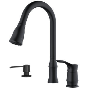 Alternate Image for Karran Hillwood 1.8 GPM Single Lever Handle Lead-free Brass ADA Kitchen Faucet, Pull-Down Kitchen, Matte Black, KKF260SD25MB