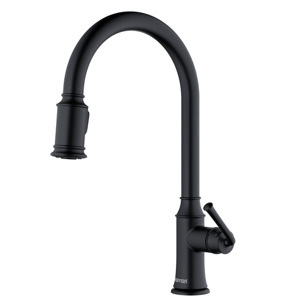 Karran Auburn 1.8 GPM Single Lever Handle Lead-free Brass ADA Kitchen Faucet, Pull-Down Kitchen, Matte Black, KKF310MB