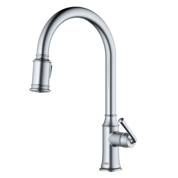 Karran Auburn 1.8 GPM Single Lever Handle Lead-free Brass ADA Kitchen Faucet, Pull-Down Kitchen, Stainless Steel, KKF310SS