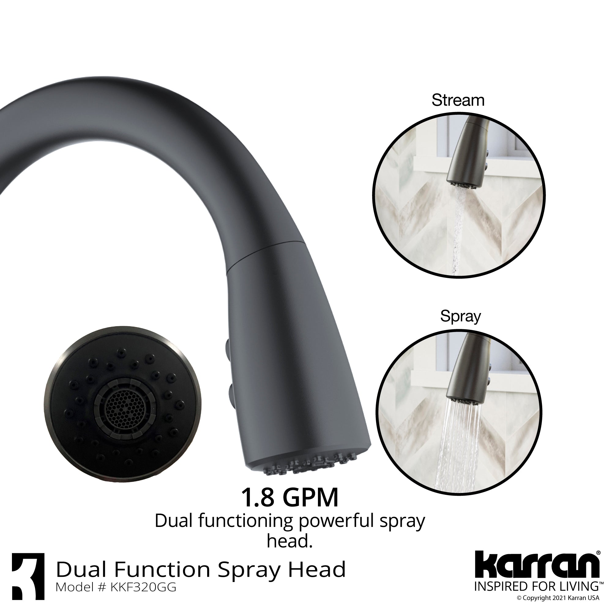 Karran Kentland 1.8 GPM Single Lever Handle Lead-free Brass ADA Kitchen Faucet, Pull-Down Kitchen, Gunmetal Grey, KKF320GG