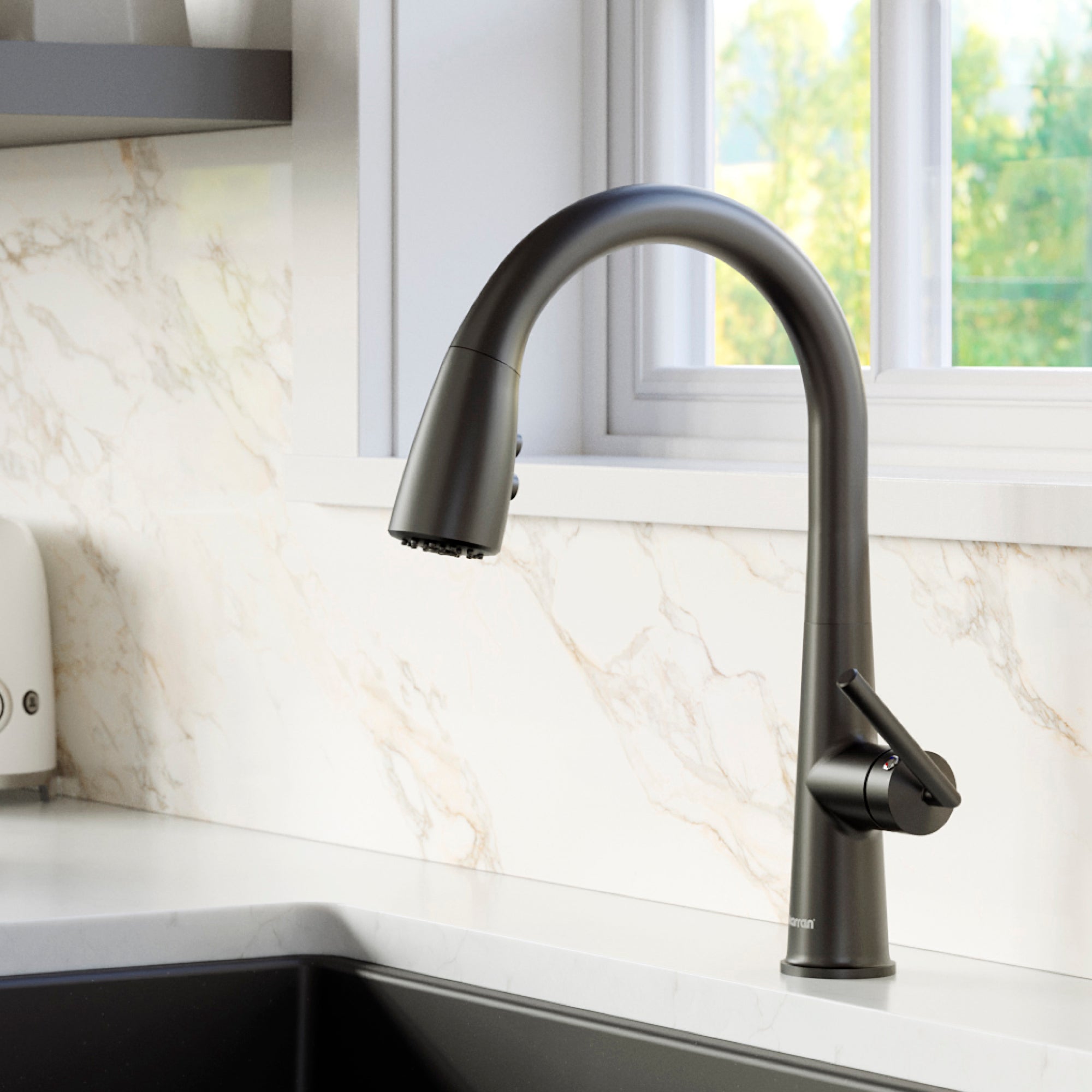 Karran Kentland 1.8 GPM Single Lever Handle Lead-free Brass ADA Kitchen Faucet, Pull-Down Kitchen, Matte Black, KKF320MB