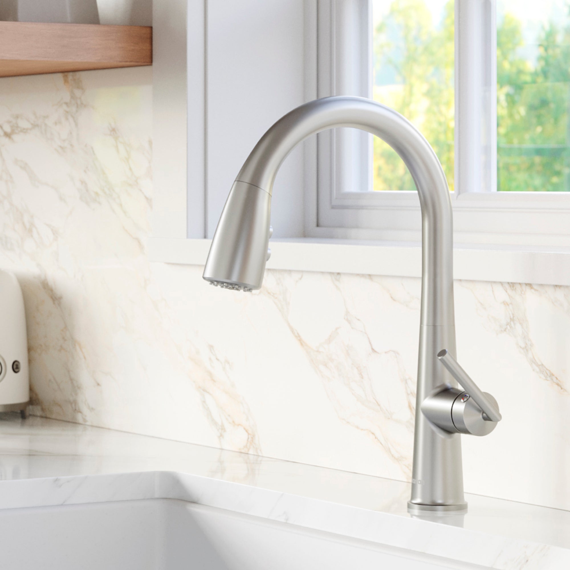 Karran Kentland 1.8 GPM Single Lever Handle Lead-free Brass ADA Kitchen Faucet, Pull-Down Kitchen, Stainless Steel, KKF320SS