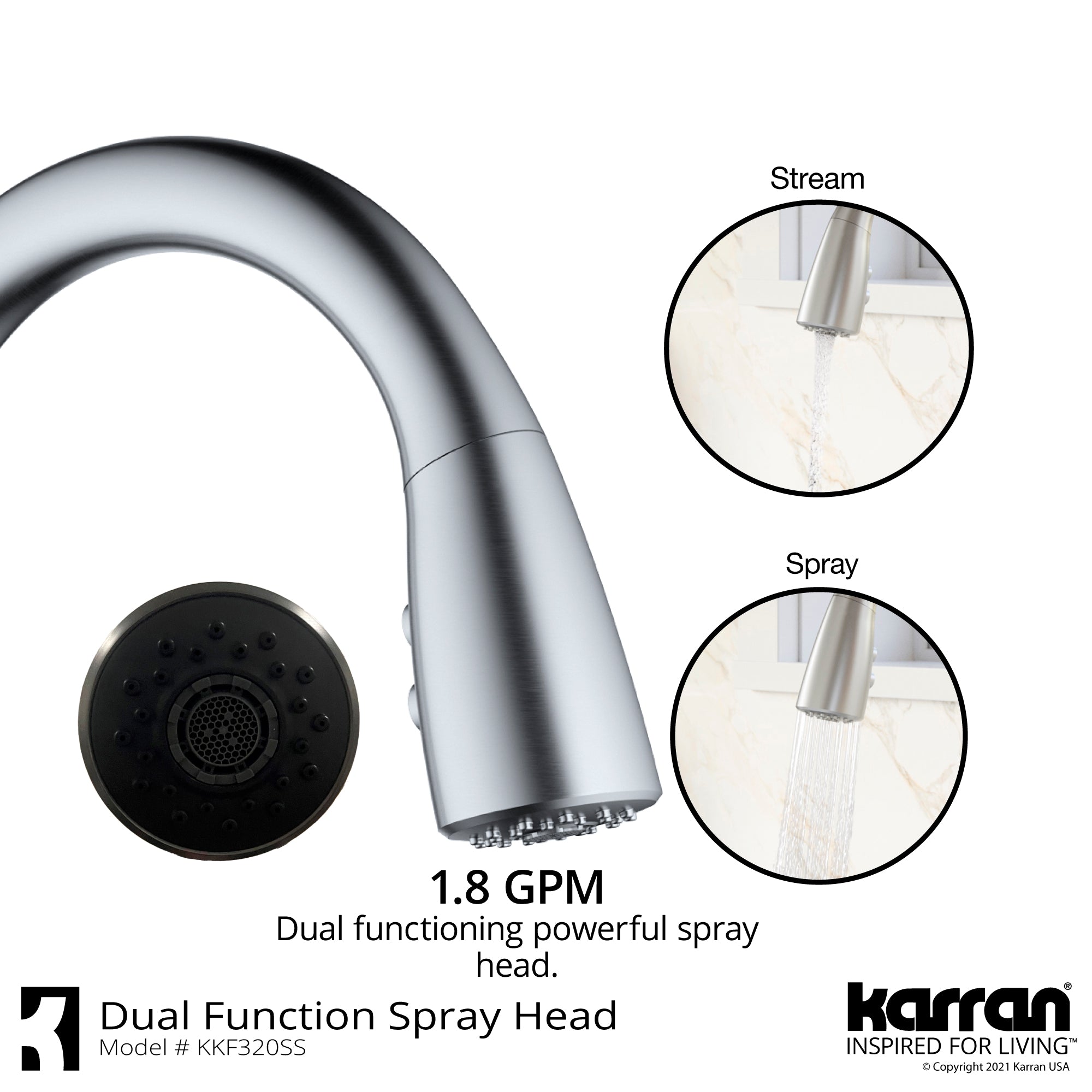 Karran Kentland 1.8 GPM Single Lever Handle Lead-free Brass ADA Kitchen Faucet, Pull-Down Kitchen, Stainless Steel, KKF320SS