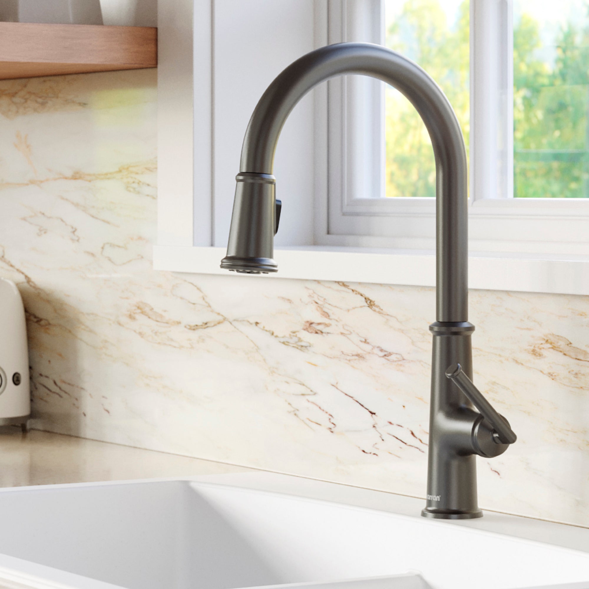 Karran Elwood 1.8 GPM Single Lever Handle Lead-free Brass ADA Kitchen Faucet, Pull-Down Kitchen, Gunmetal Grey, KKF330GG