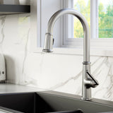 Karran Elwood 1.8 GPM Single Lever Handle Lead-free Brass ADA Kitchen Faucet, Pull-Down Kitchen, Stainless Steel, KKF330SS
