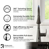 Karran Kadoma 1.8 GPM Single Lever Handle Touchless ADA Kitchen Faucet, Pull-Down Kitchen, Gunmetal Grey, KKF340GG