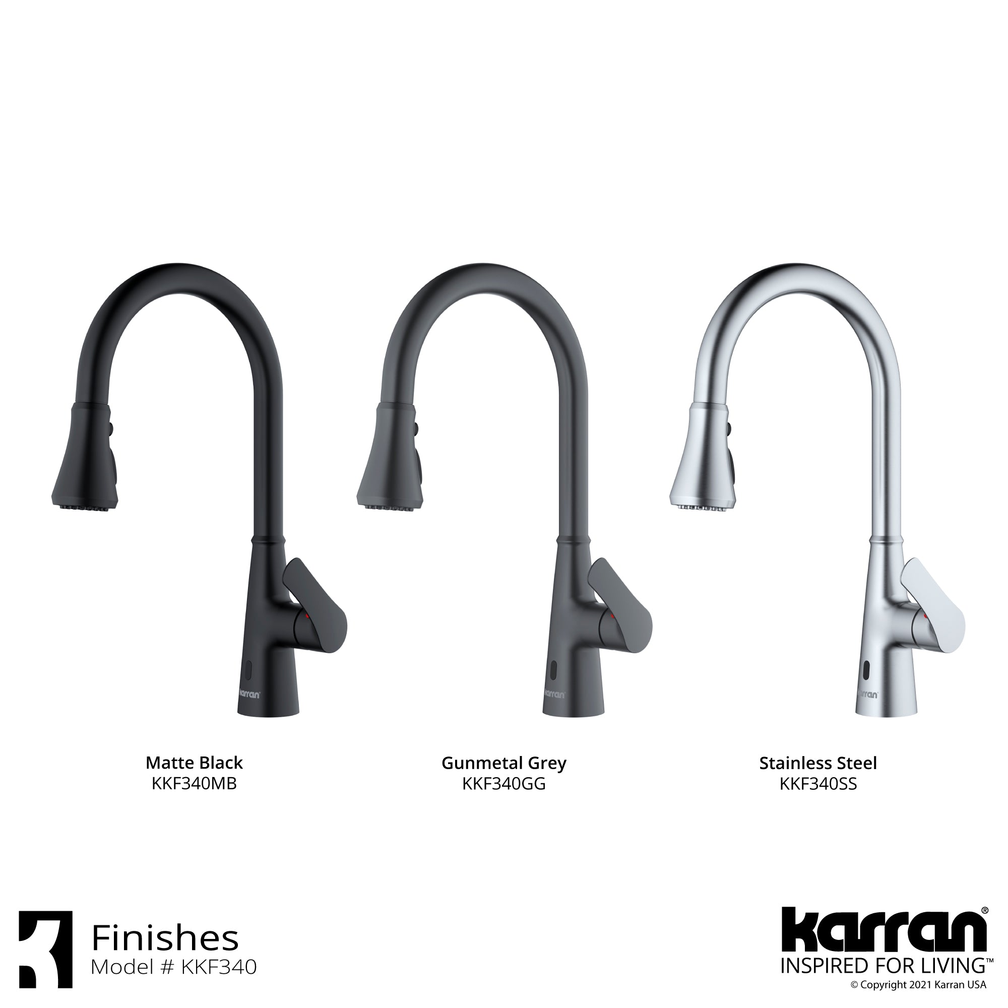 Karran Kadoma 1.8 GPM Single Lever Handle Touchless ADA Kitchen Faucet, Pull-Down Kitchen, Gunmetal Grey, KKF340GG