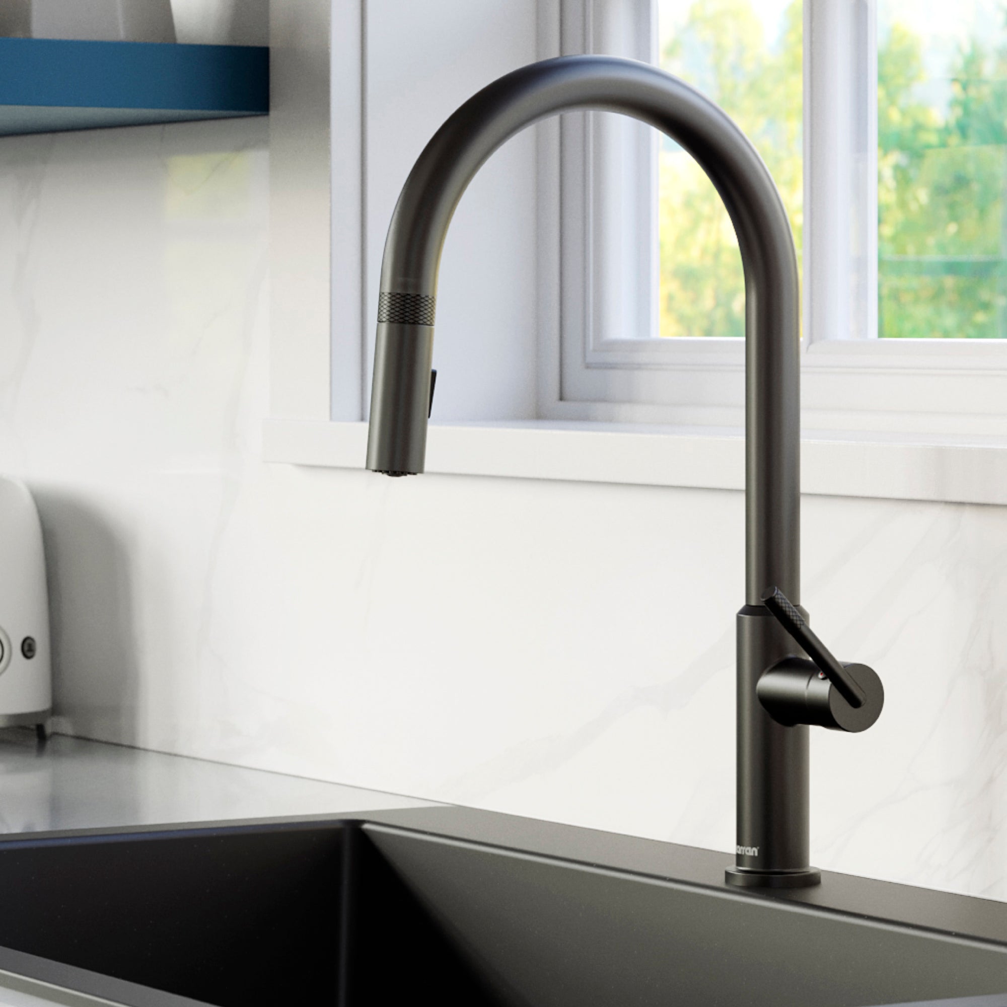 Karran Lagrange 1.8 GPM Single Lever Handle Lead-free Brass ADA Kitchen Faucet, Pull-Down Kitchen, Matte Black, KKF350MB