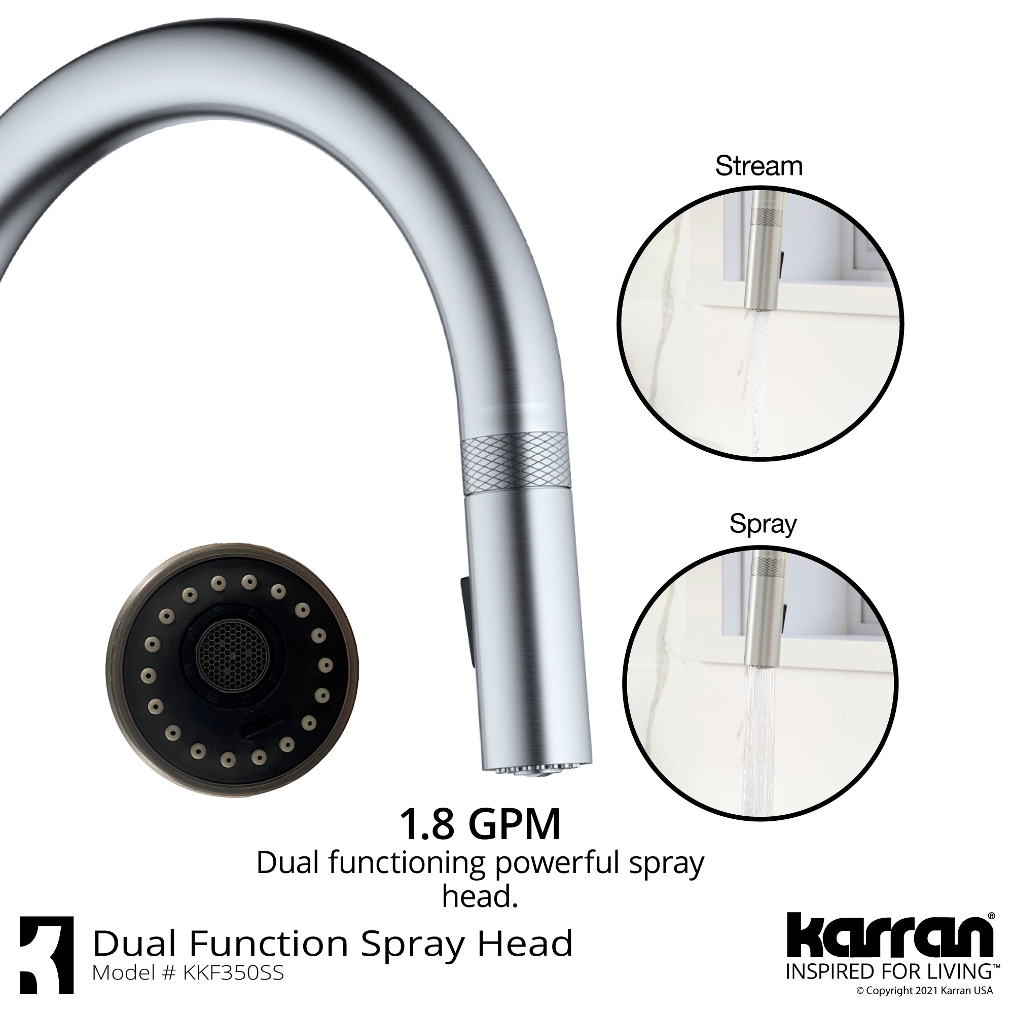 Karran Lagrange 1.8 GPM Single Lever Handle Lead-free Brass ADA Kitchen Faucet, Pull-Down Kitchen, Stainless Steel, KKF350SS