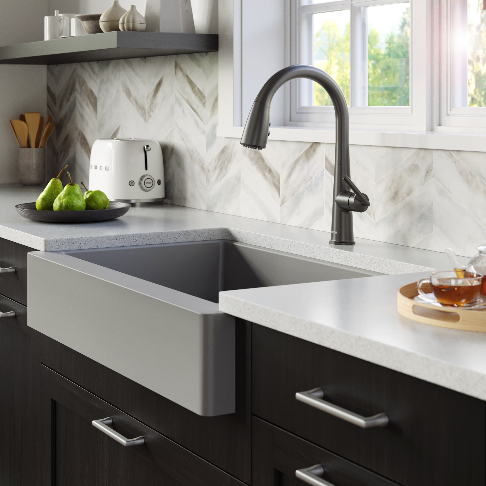 Karran Kentland 1.8 GPM Single Lever Handle Lead-free Brass ADA Kitchen Faucet, Pull-Down Kitchen, Gunmetal Grey, KKF320GG