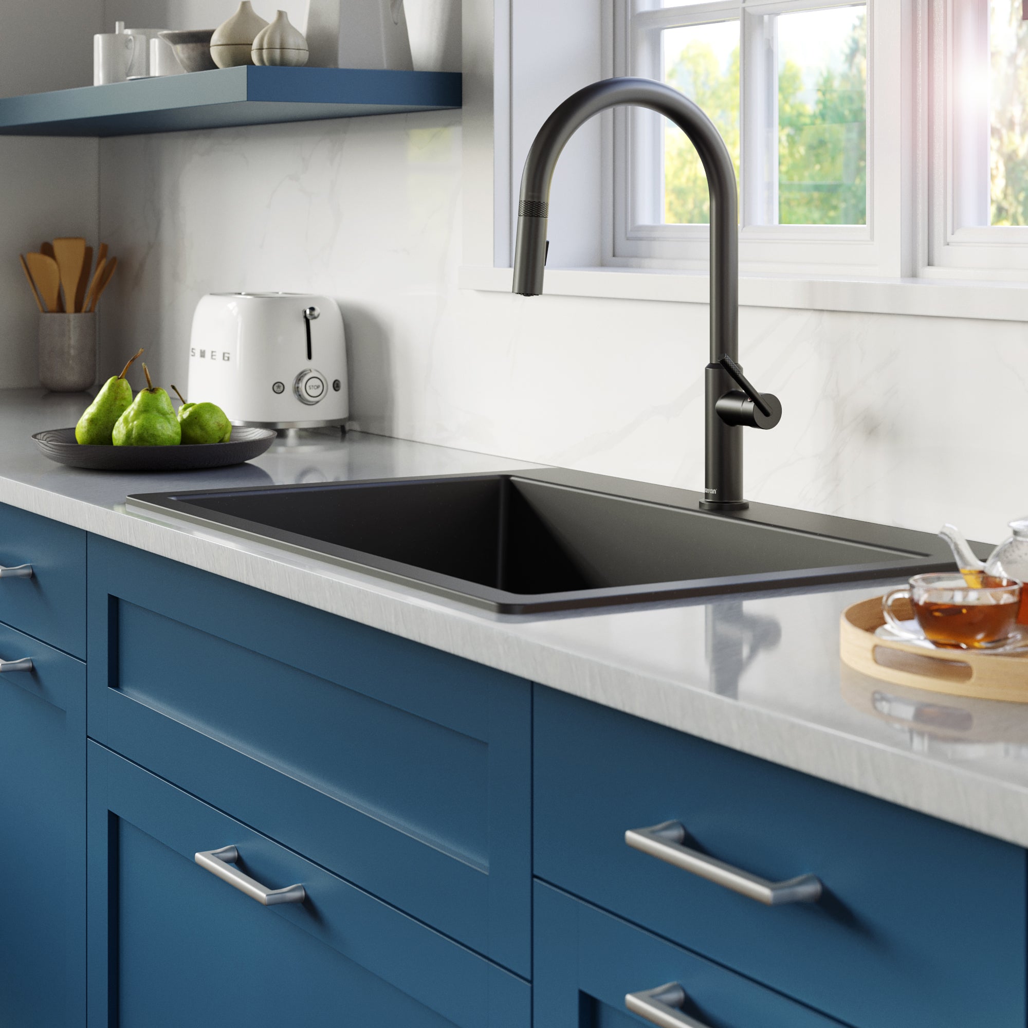 Karran Lagrange 1.8 GPM Single Lever Handle Lead-free Brass ADA Kitchen Faucet, Pull-Down Kitchen, Matte Black, KKF350MB