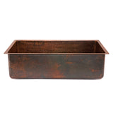 Premier Copper Products 33" Copper Kitchen Sink, Oil Rubbed Bronze, KSDB33199 - The Sink Boutique