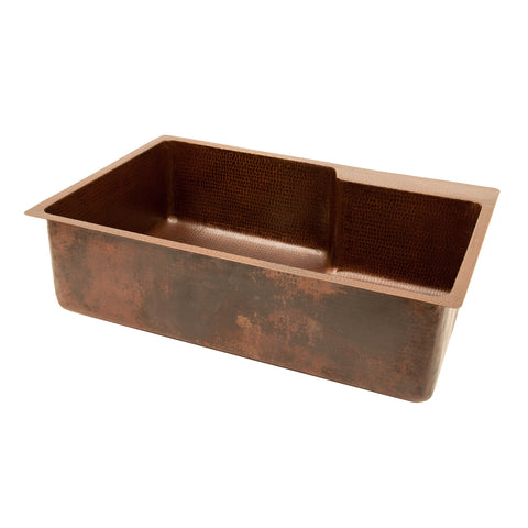 Premier Copper Products 33" Copper Kitchen Sink, Oil Rubbed Bronze, KSFDB33229