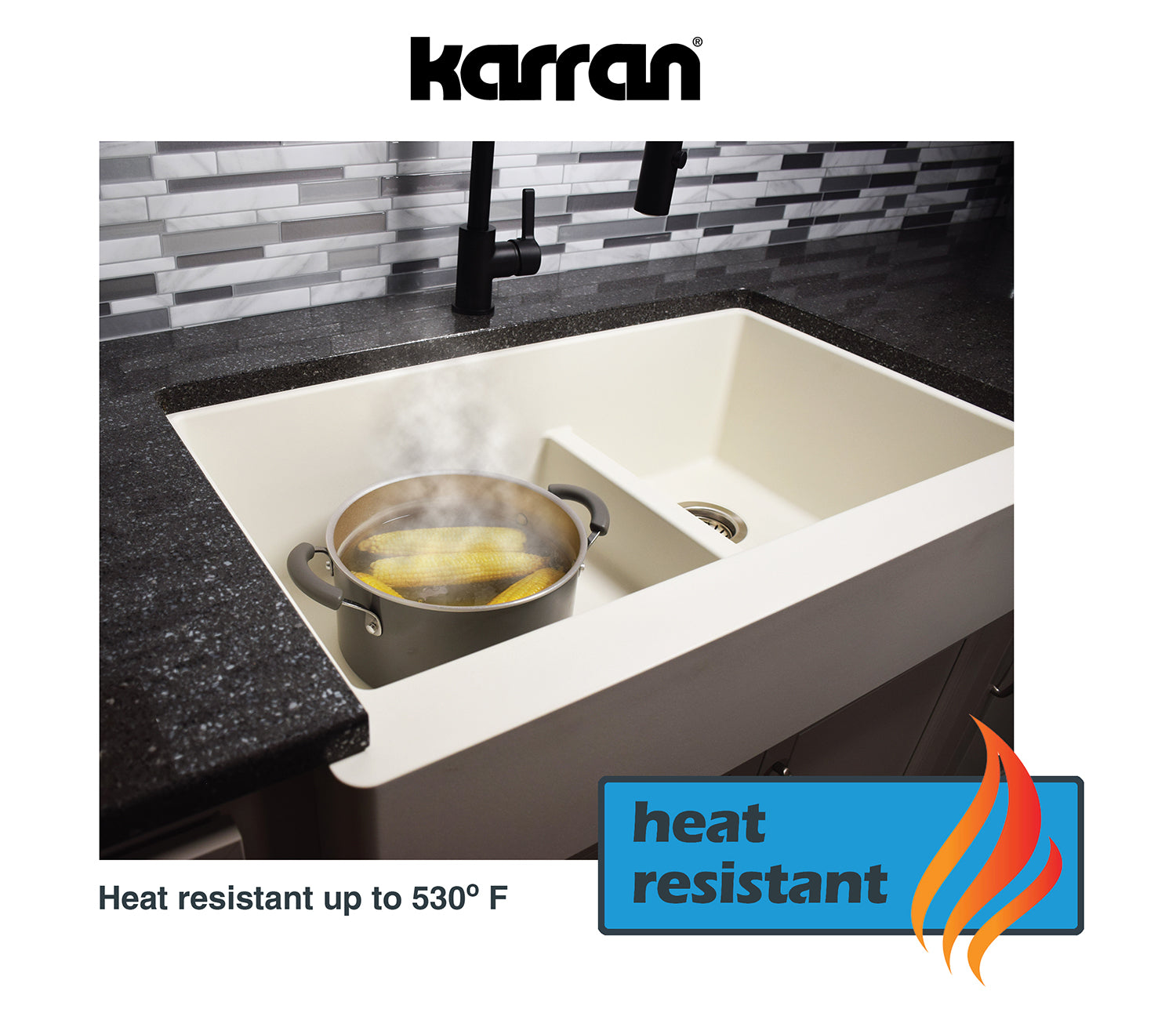 Karran 33" Drop In/Topmount Quartz Composite Kitchen Sink, 60/40 Double Bowl, Brown, QT-610-BR
