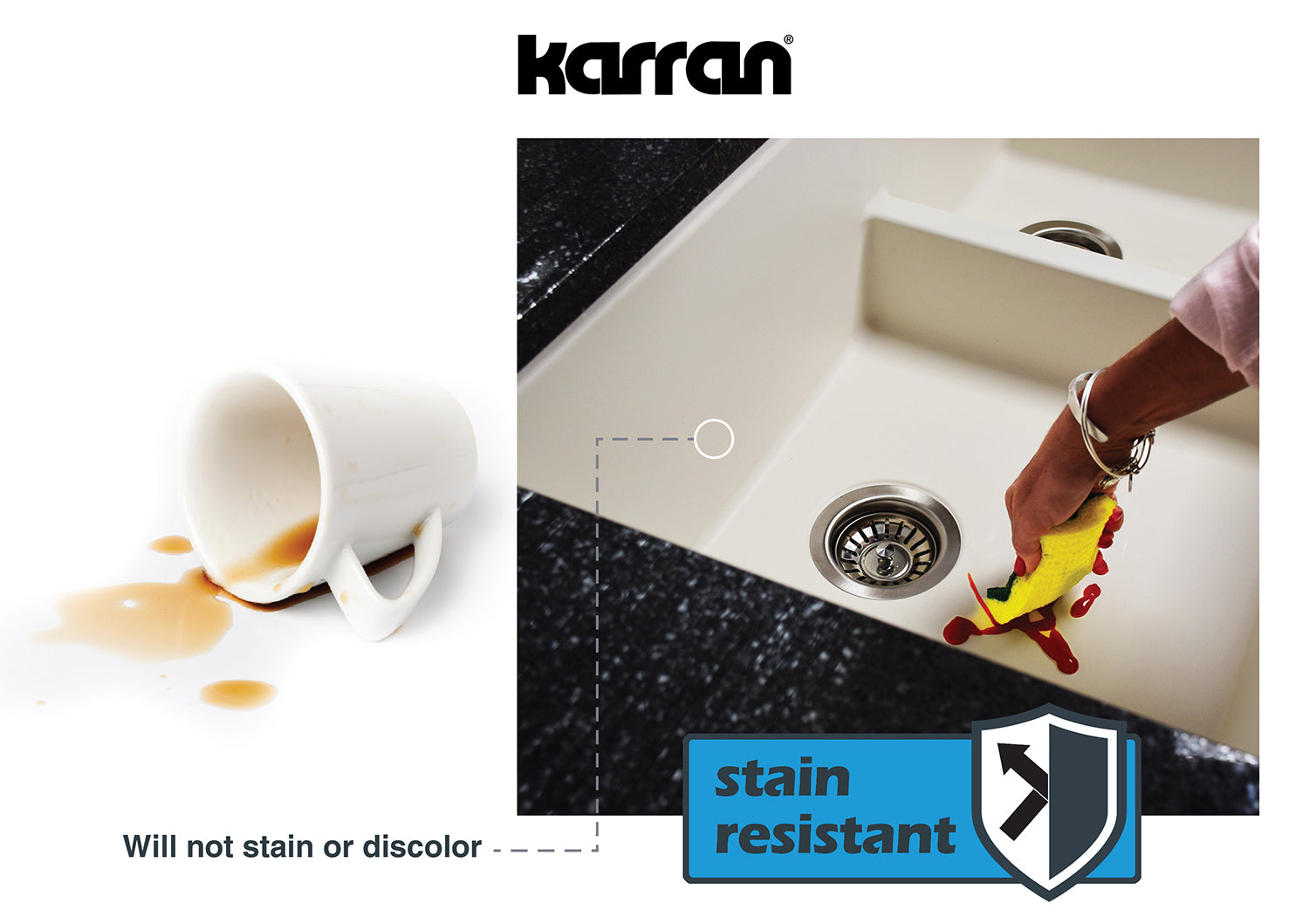 Karran 33" Drop In/Topmount Quartz Composite Kitchen Sink, 60/40 Double Bowl, Grey, QT-630-GR