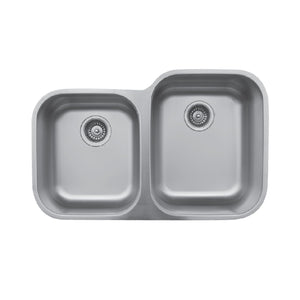 Alternate Image for Karran 32" Undermount Stainless Steel Kitchen Sink, 40/60 Double Bowl, 18 Gauge, U-6040L