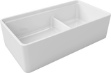 Latoscana 36" Double Bowl Fireclay Farmhouse Sink with Accessory Ledge, White, LDL3619W - The Sink Boutique