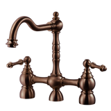 Houzer Lexington Bridge Kitchen Faucet with Sidespray Antique Copper, LEXBS-956-AC