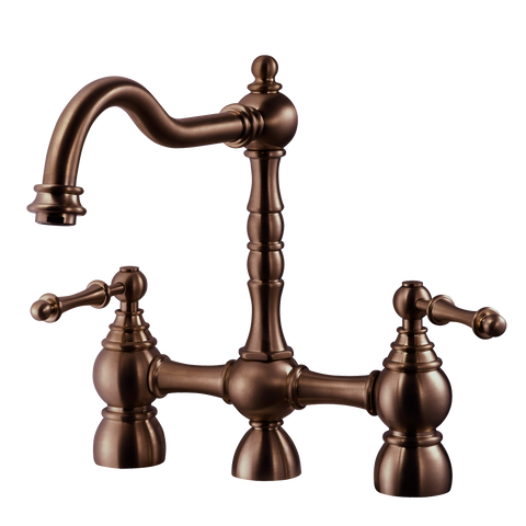 Houzer Lexington Bridge Kitchen Faucet with Sidespray Antique Copper, LEXBS-956-AC