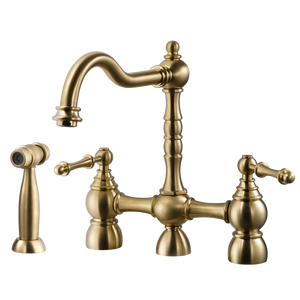 Alternate Image for Houzer Lexington Bridge Kitchen Faucet with Sidespray Brushed Brass, LEXBS-956-BB