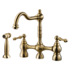 Houzer Lexington Bridge Kitchen Faucet with Sidespray Brushed Brass, LEXBS-956-BB