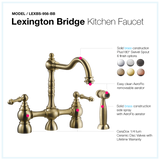 Houzer Lexington Bridge Kitchen Faucet with Sidespray Brushed Brass, LEXBS-956-BB - The Sink Boutique