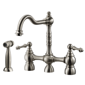 Alternate Image for Houzer Lexington Bridge Kitchen Faucet with Sidespray Brushed Nickel, LEXBS-956-BN
