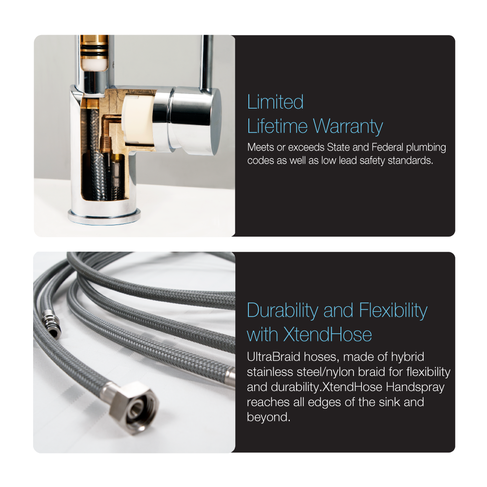 Houzer Lexington Bridge Kitchen Faucet with Sidespray Brushed Nickel, LEXBS-956-BN - The Sink Boutique