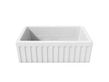 Latoscana 30-IN Fireclay Single Bowl Farmhouse Apron Sink Reversible LFS3018W Front Fluted