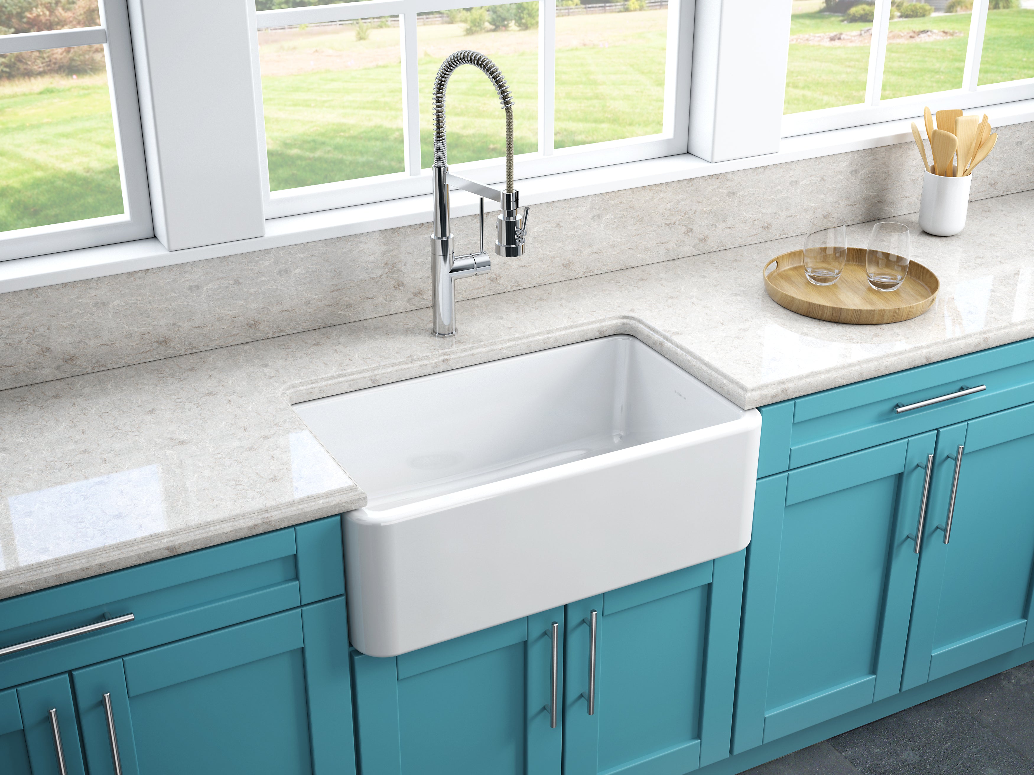 La Toscana Farmhouse Apron-Front Fireclay 33 in. Single Basin Kitchen Sink in White La Toscana Farmhouse Apron-Front Fireclay 33 in. Single Basin Kitchen Sink in White