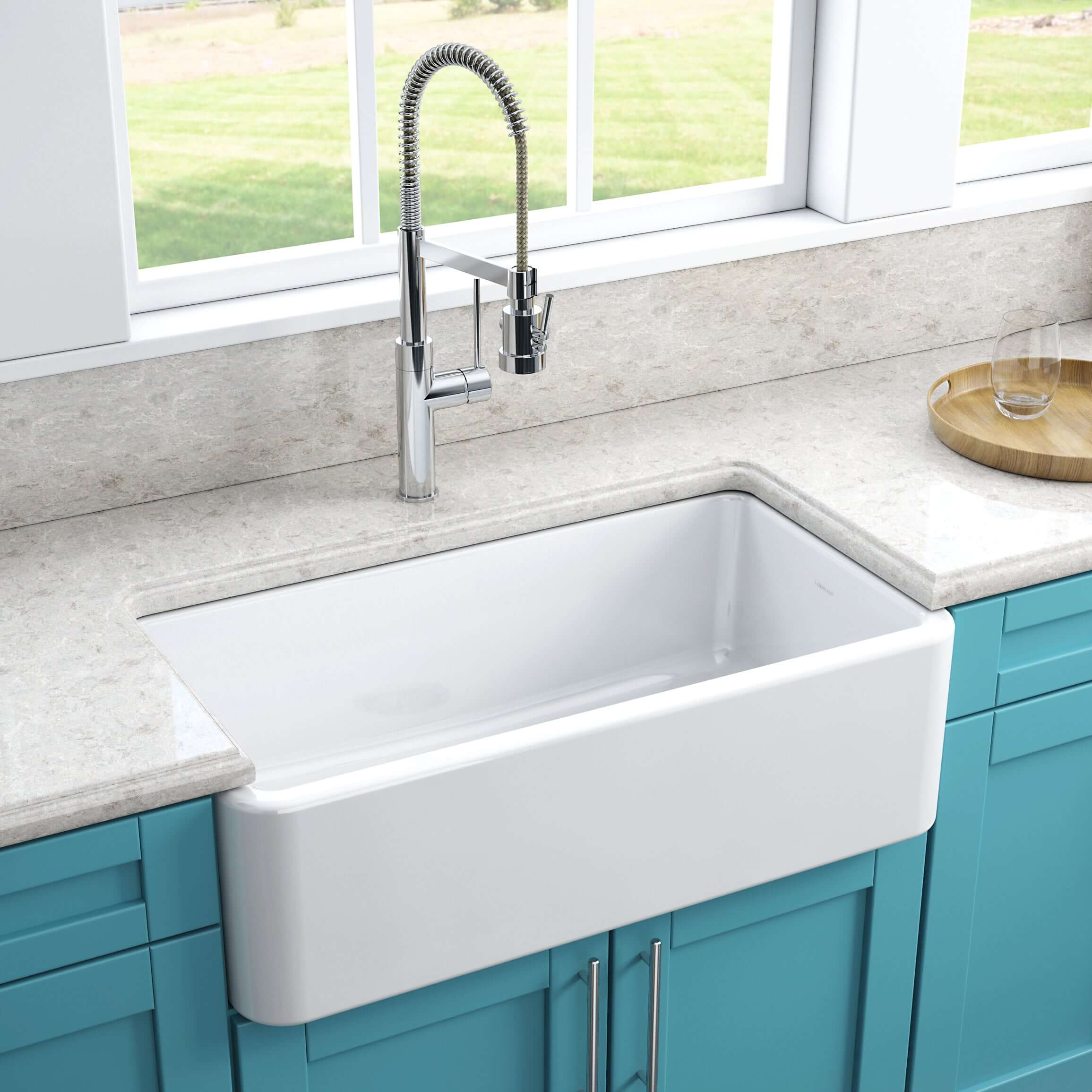 Latoscana 33" Fireclay Single Bowl White Farmhouse Apron Sink, Reversible, LFS3318W - The Sink Boutique