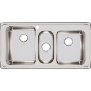 Alternate Image for Elkay Lustertone Classic 43" Stainless Steel Kitchen Sink, 40/20/40 Triple Bowl, 18 Gauge, Lustrous Satin, 1 Faucet Hole, LGR43221