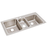 Elkay Lustertone Classic 43" Stainless Steel Kitchen Sink, 40/20/40 Triple Bowl, Lustrous Satin, LGR43222 - The Sink Boutique