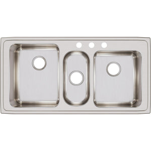 Alternate Image for Elkay Lustertone Classic 43" Stainless Steel Kitchen Sink, 40/20/40 Triple Bowl, 18 Gauge, Lustrous Satin, 3 Faucet Hole, LGR43223