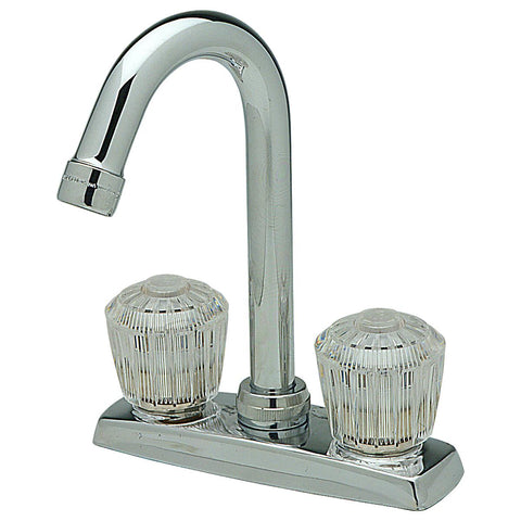 Elkay LKA2475LF 4" Centerset Deck Mount Faucet with Gooseneck Spout and Clear Crystalac Handles Chrome