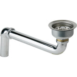 Elkay LKAD35 3-1/2" Drain Fitting Stainless Steel Body, Strainer Basket and Offset Tailpiece