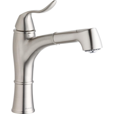 Elkay LKEC1041NK Explore Single Hole Kitchen Faucet with Pull-out Spray Lever Handle with Hi and Mid-rise Base Options Brushed Nickel - The Sink Boutique
