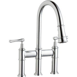 Alternate Image for Elkay LKEC2037CR Explore Three Hole Bridge Faucet with Pull-down Spray and Lever Handles Chrome