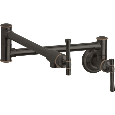 Elkay LKEC2091RB Explore Wall Mount Single Hole Pot Filler Kitchen Faucet with Lever Handles Oil Rubbed Bronze - The Sink Boutique