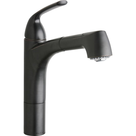 Elkay LKGT1041RB Gourmet Single Hole Kitchen Faucet Pull-out Spray and Lever Handle with Hi and Mid-rise Base Options Oil Rubbed Bronze