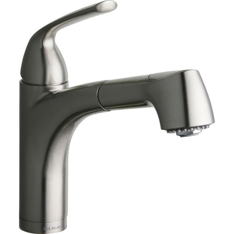 Elkay LKGT1042NK Gourmet Single Hole Bar Faucet Pull-out Spray and Lever Handle Brushed Nickel