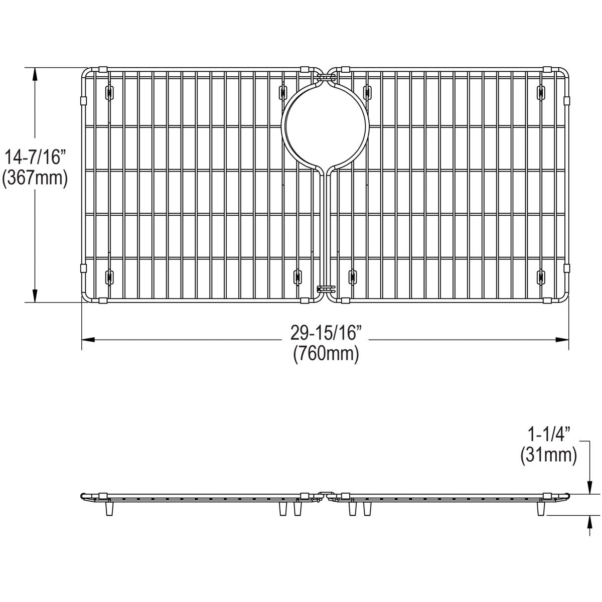 Elkay LKOBG3014SS Stainless Steel 14-7/16" x 29-15/16" x 1-1/4" Bottom Grid - The Sink Boutique