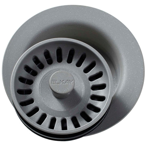 Elkay LKQD35GS Polymer 3-1/2" Disposer Flange with Removable Basket Strainer and Rubber Stopper Greystone