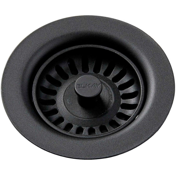 Elkay LKQS35BK Polymer Drain Fitting with Removable Basket Strainer and Rubber Stopper Black