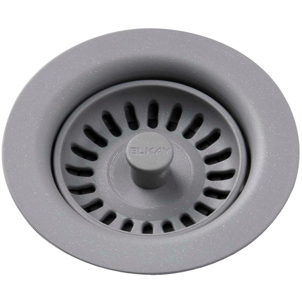 Elkay LKQS35GS Polymer Drain Fitting with Removable Basket Strainer and Rubber Stopper Greystone