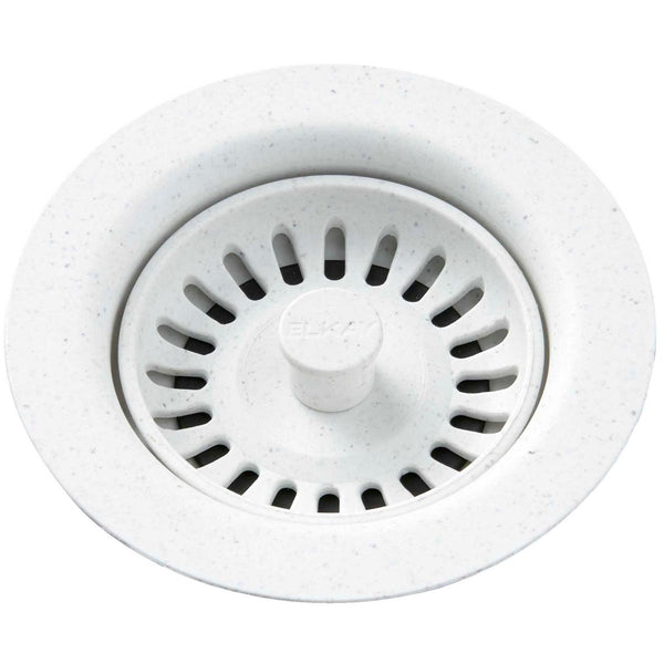 Elkay LKQS35WH Polymer Drain Fitting with Removable Basket Strainer and Rubber Stopper White